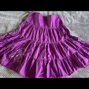 Purple A-line tiered boho skirt
